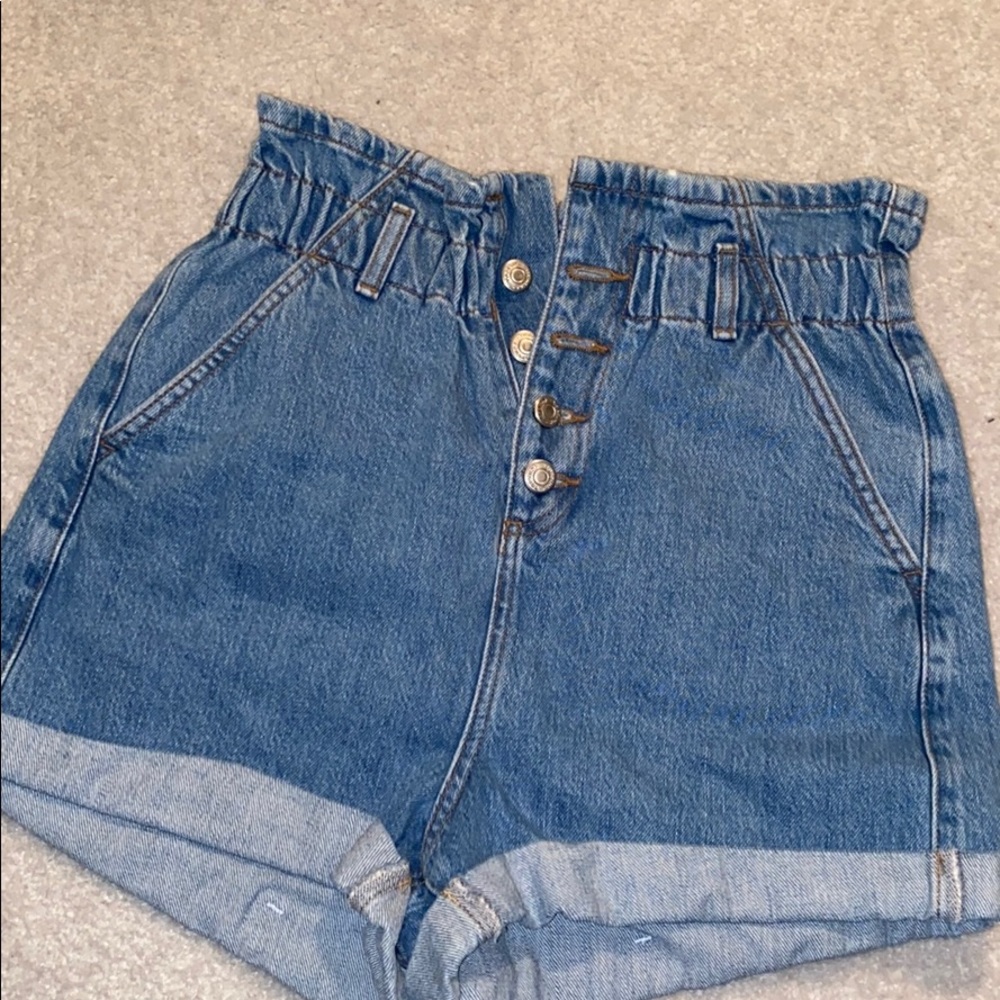 Top shop paper bag jean shorts